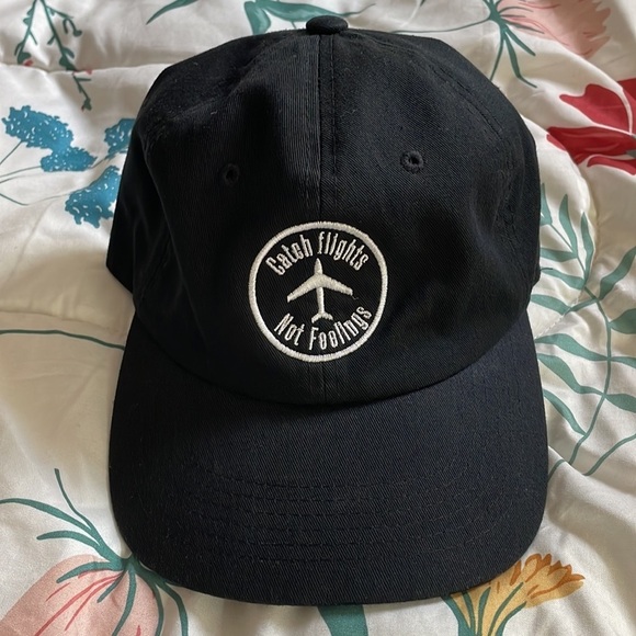 CATCH FLIGHTS NOT FEELINGS hat with adjustable strap one size - Picture 6 of 6